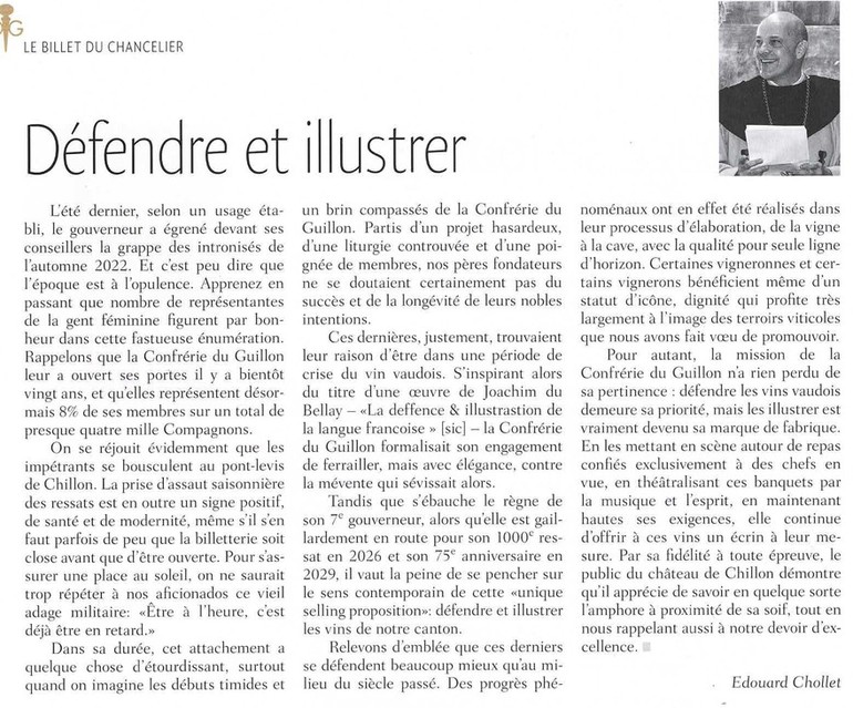 Chancelier Edouard Chollet, Revue 2/2022