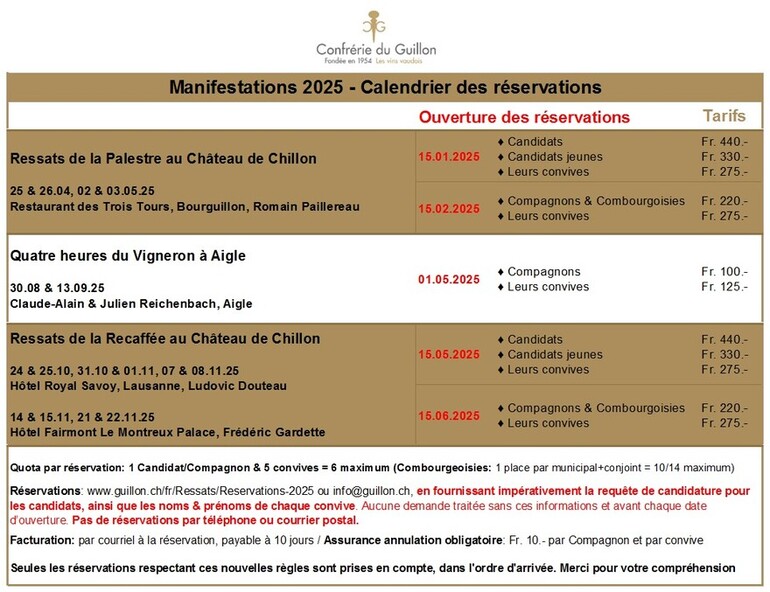 Réservations ressats automne 2025